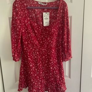 Zara red and white dress